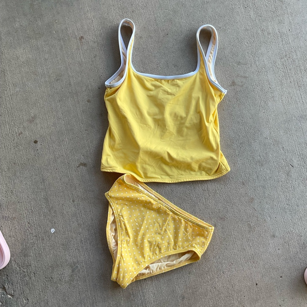 Lands end Yellow polka dot bikini set